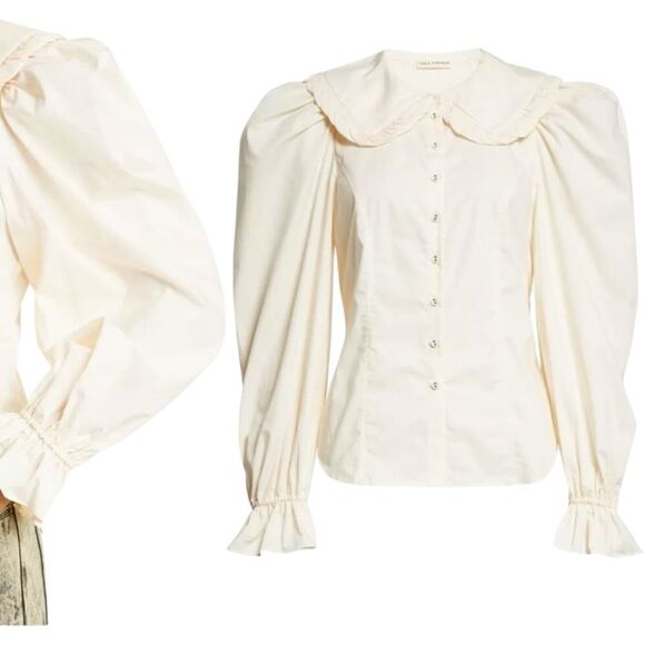 Ulla Johnson Marietta Puff Sleeve Blouse in DogWood Size 4 Cream Victorian